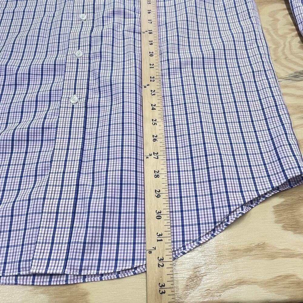 Brooks Brothers The Original Polo Shirt Non Iron Purple Pink Plaid Size Large - Picture 12 of 13